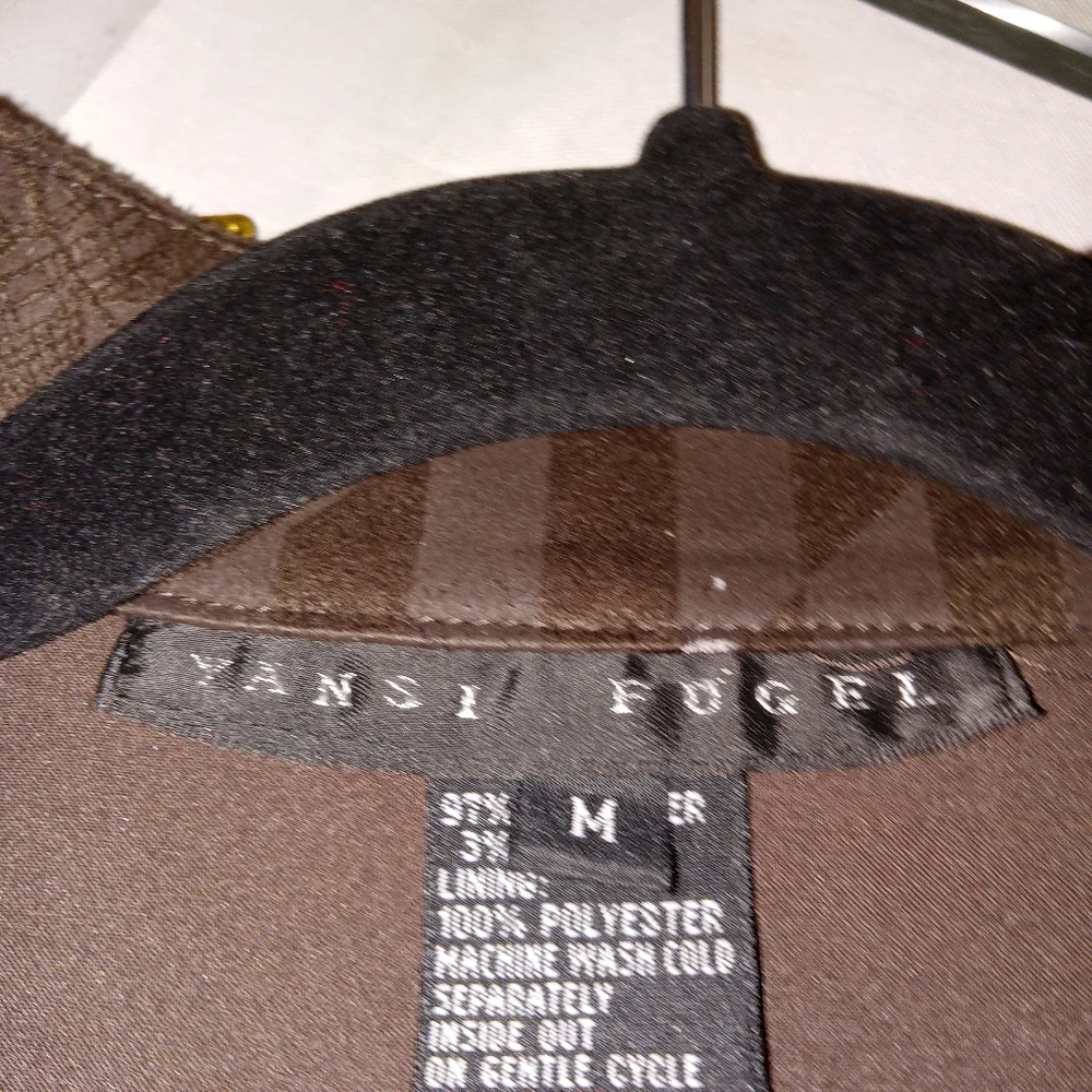 Yansi Fugel Brown Faux Suede Full Zip Vest Medium